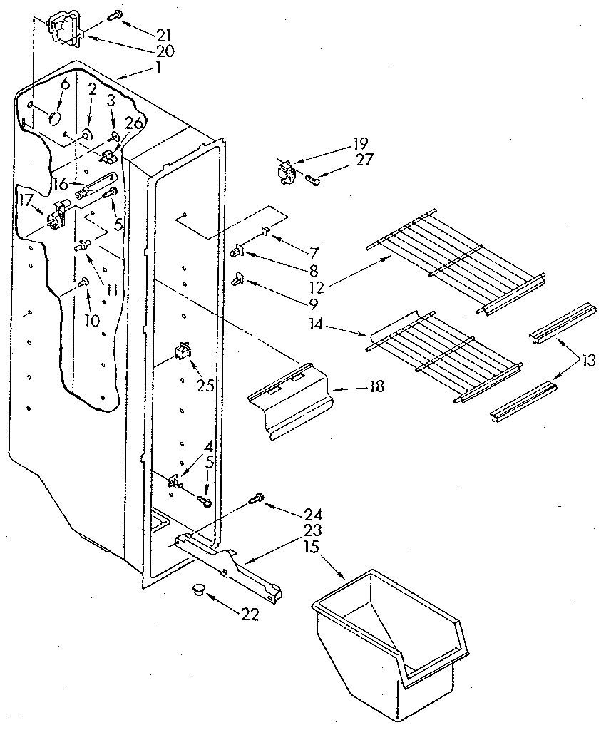 Whirlpool ED20AKXSW01 freezer liner diagram