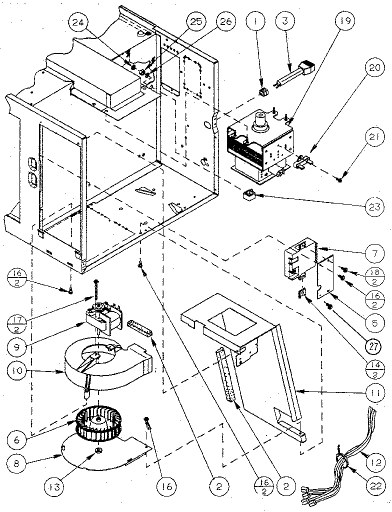 Amana R350P magnetron and air flow diagram