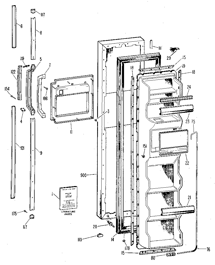 Kenmore 3638594782 freezer door diagram