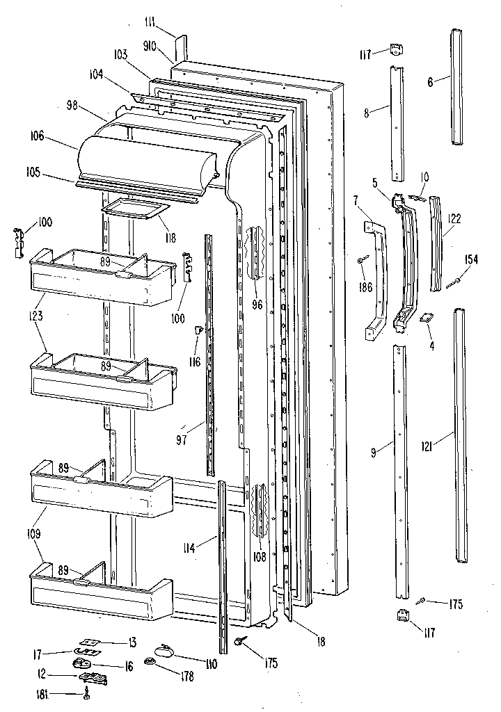 Kenmore 3638594782 fresh food door diagram