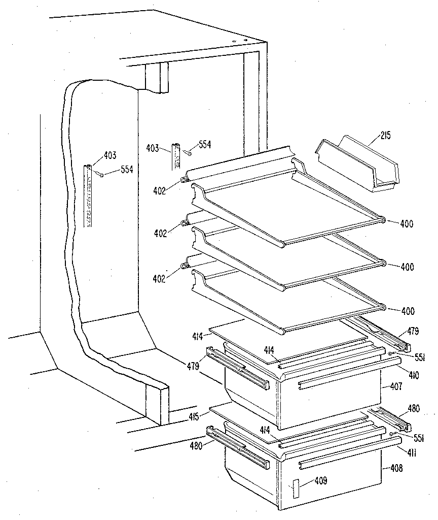 Kenmore 3638594782 fresh food section diagram