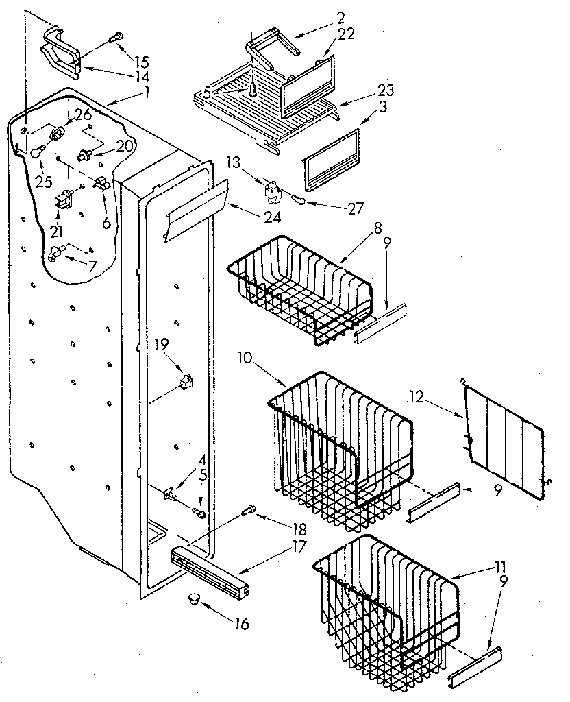 Whirlpool ED25DWXTG03 freezer liner diagram