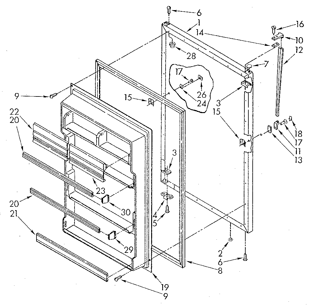 Whirlpool ET20GKXSN02 refrigerator door diagram