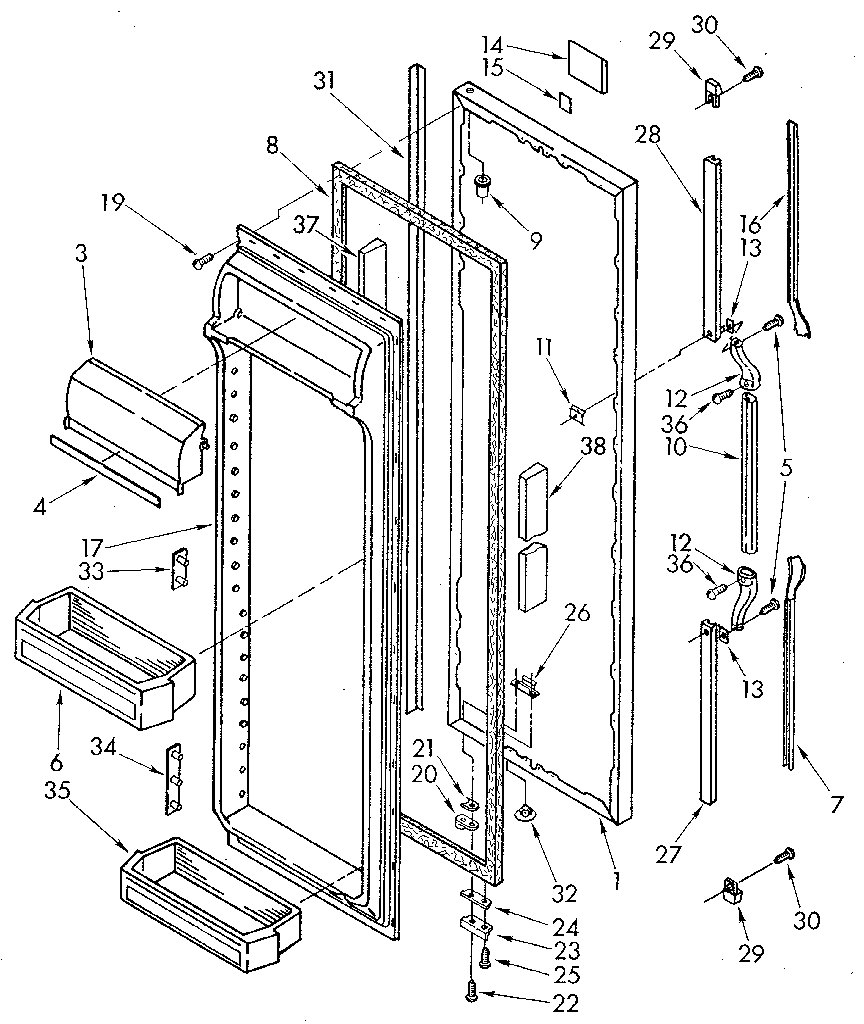Whirlpool ED22DWXTF03 refrigerator door diagram