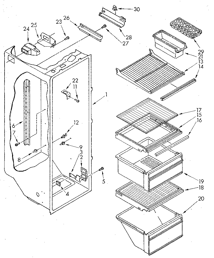 Whirlpool ED20AKXSW02 refrigerator liner diagram