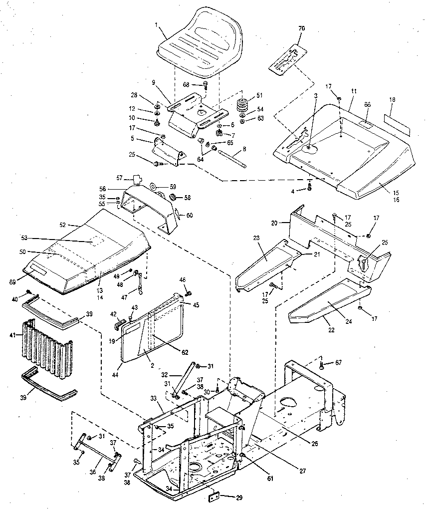 Troybilt 3214GR body work and trim assembly diagram