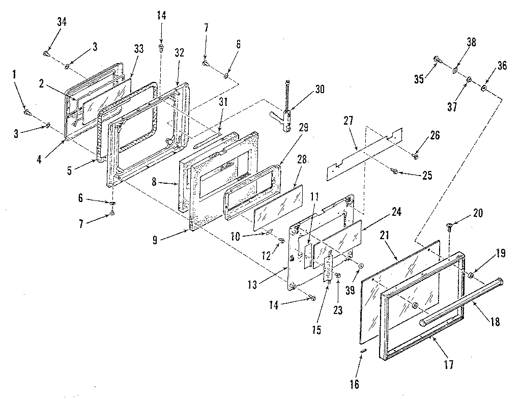 Kenmore 2784288895 upper oven door section diagram