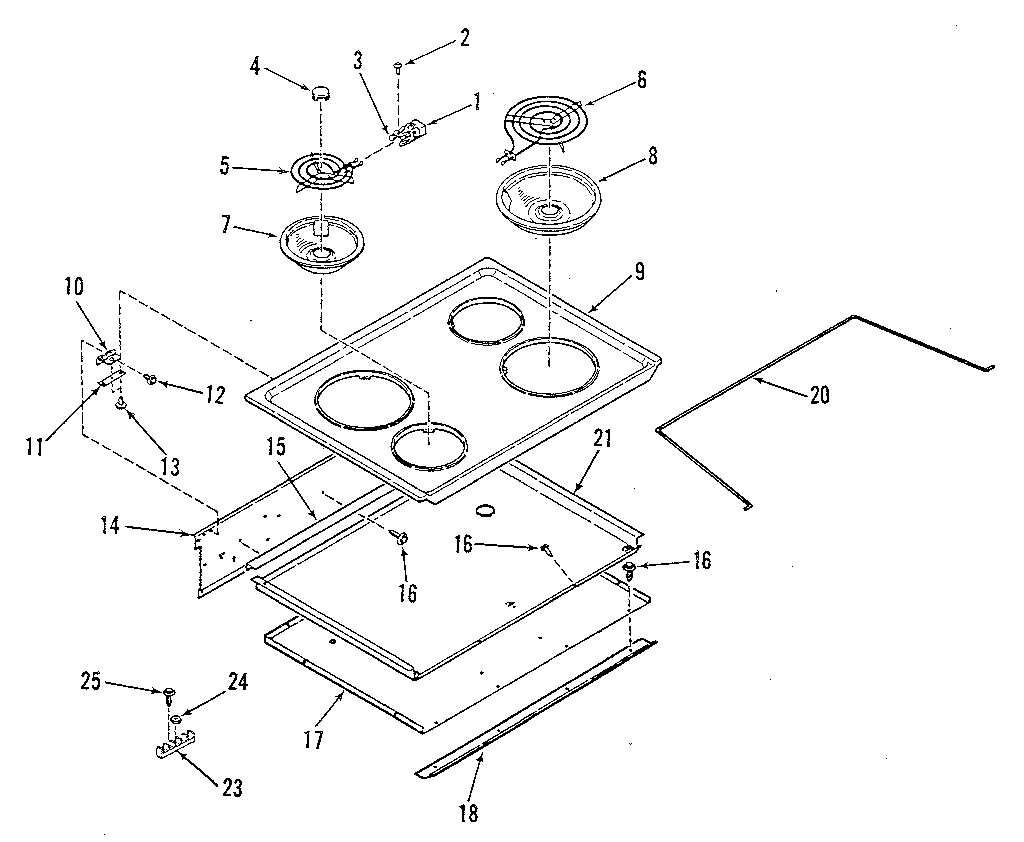 Kenmore 9114548812 main top section diagram