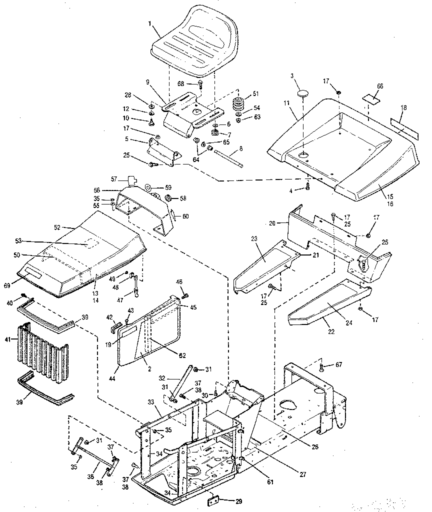 Troybilt 3312HR body work and trim assembly diagram