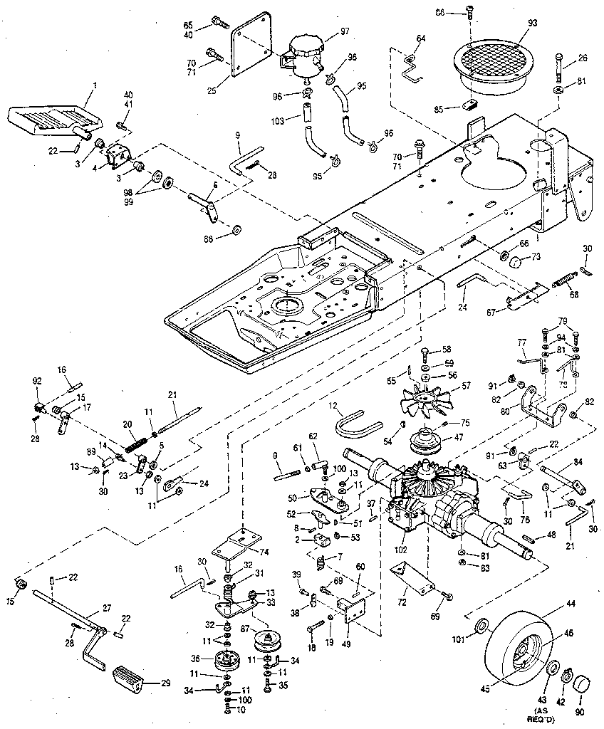 Troybilt 3312HR hydrostatic & brake assembly diagram