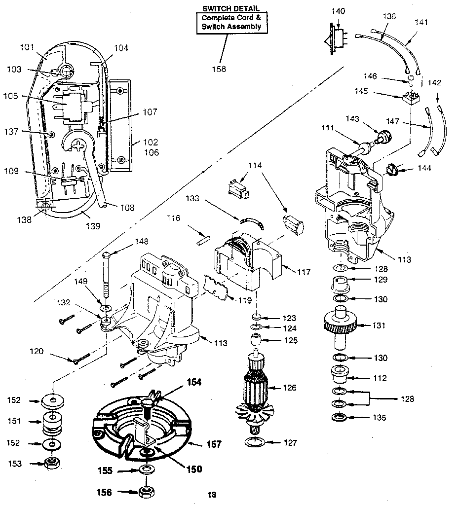 Craftsman 247370414 motor & switch assembly diagram