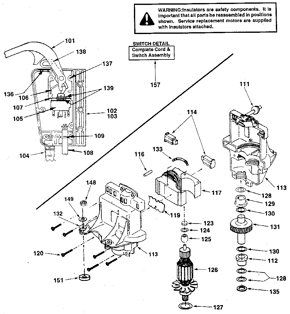 Craftsman 247370601 motor & switch assembly diagram