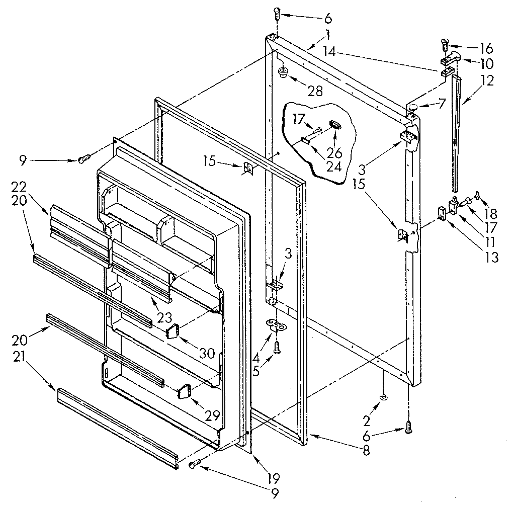 Whirlpool ET20AKXSN05 refrigerator door diagram