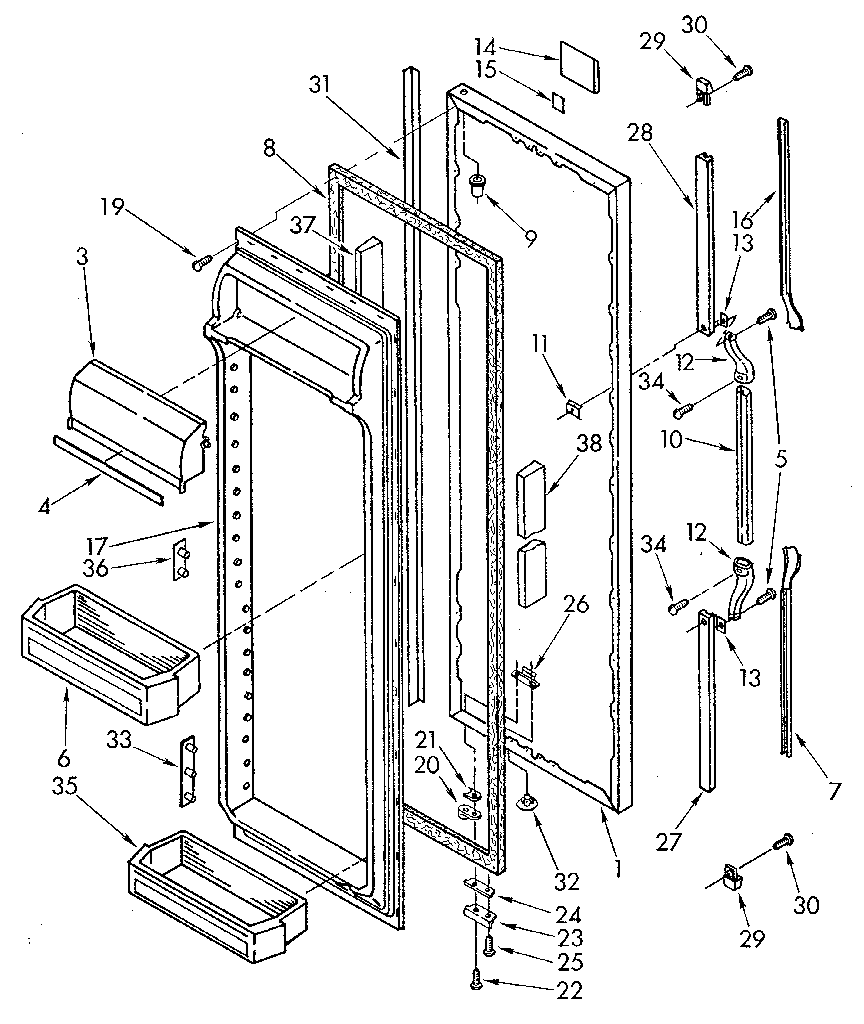Whirlpool ED25DWXTG02 refrigerator door diagram