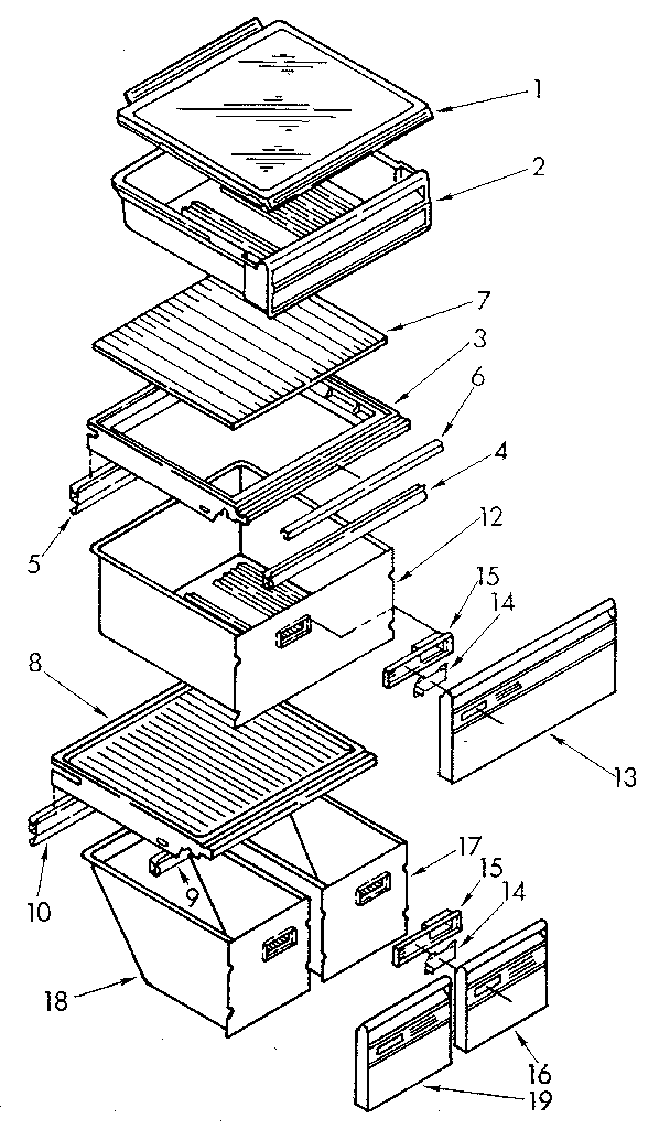 Whirlpool ED22DWXTN02 refrigerator shelf diagram