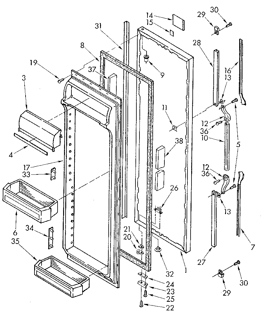 Whirlpool ED22DWXTN02 refrigerator door diagram
