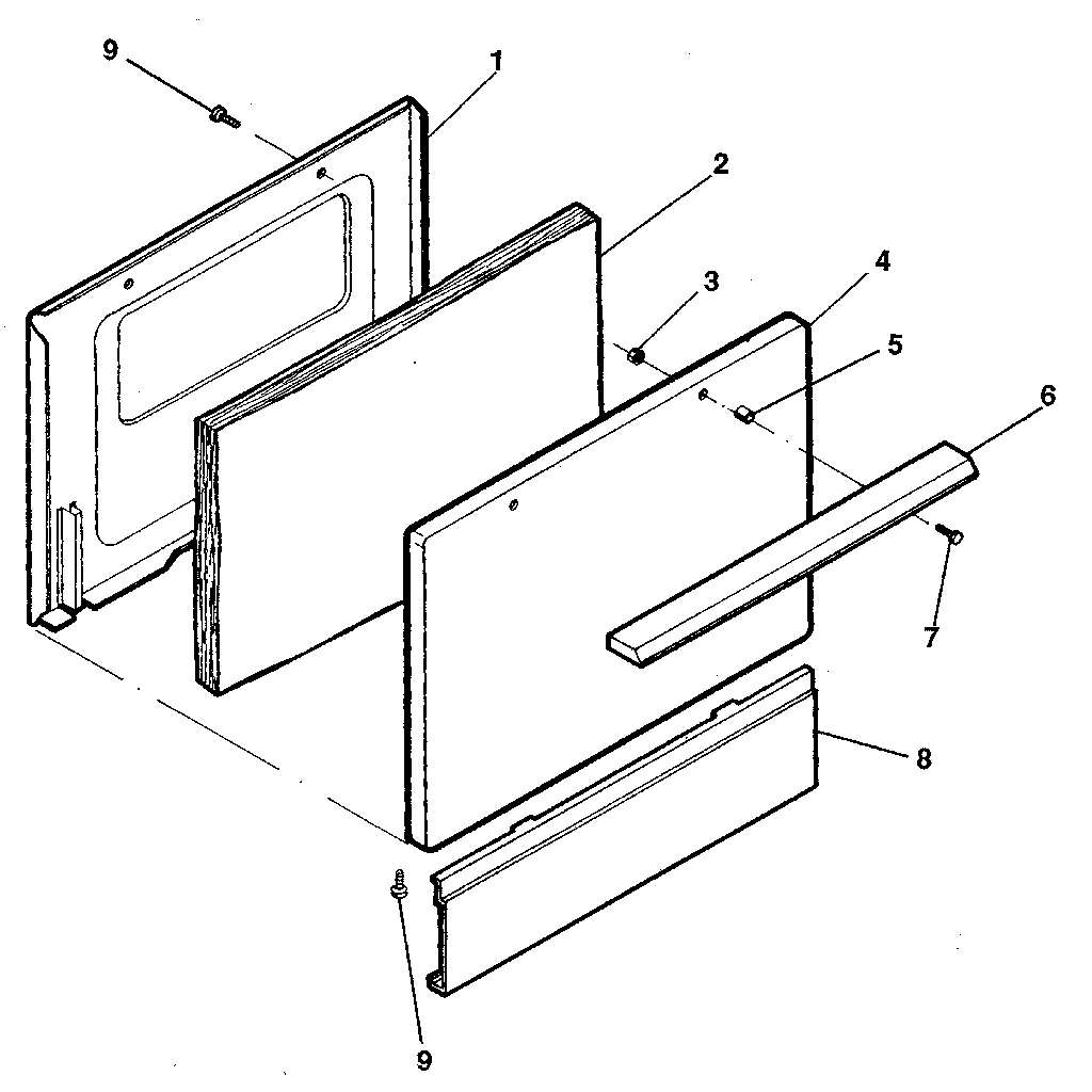 Kenmore 1199058811 oven door and snap-on panel diagram