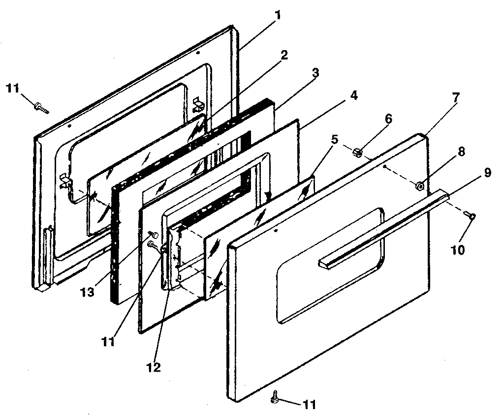 Kenmore 1199058811 oven door diagram