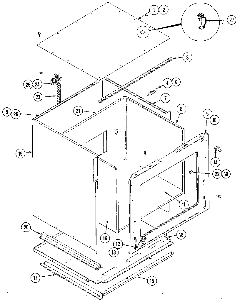 Kenmore 62921336 body/liner/trim lower oven diagram