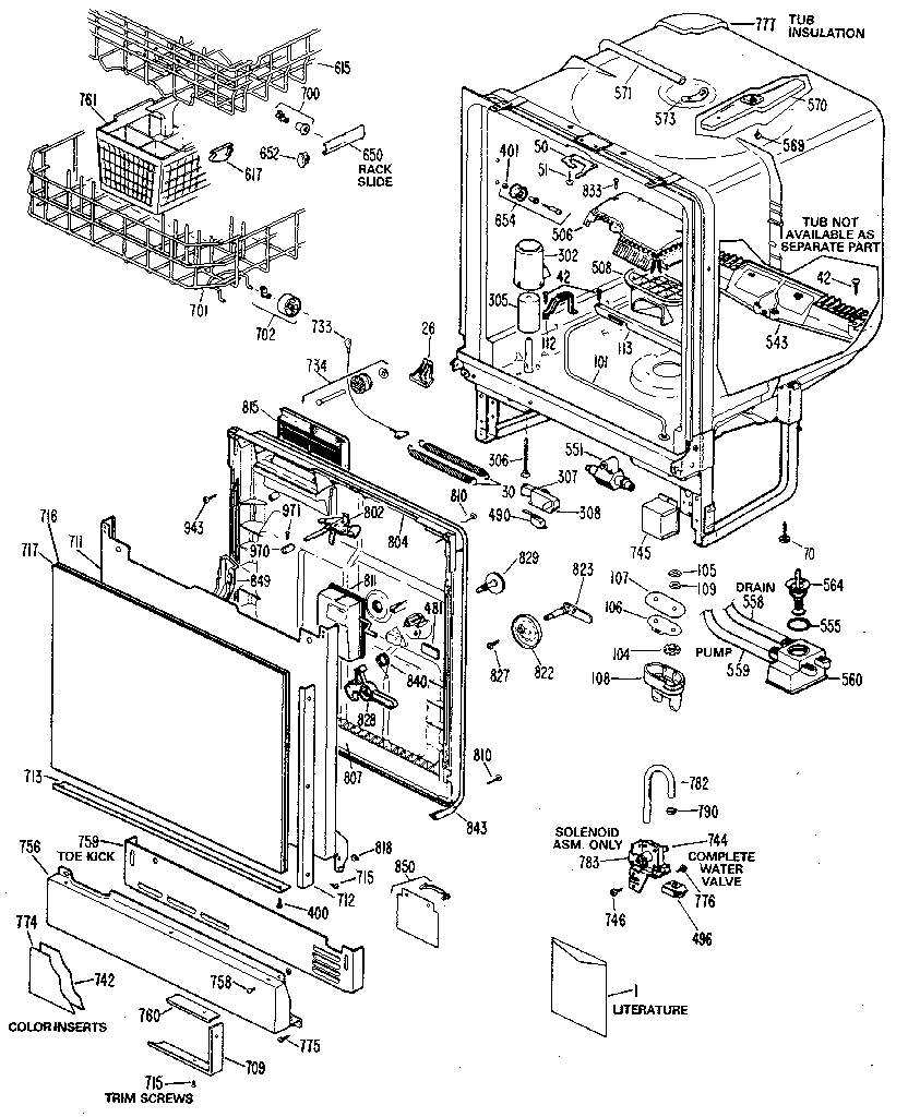 Kenmore 3631479580 cabinet and door diagram