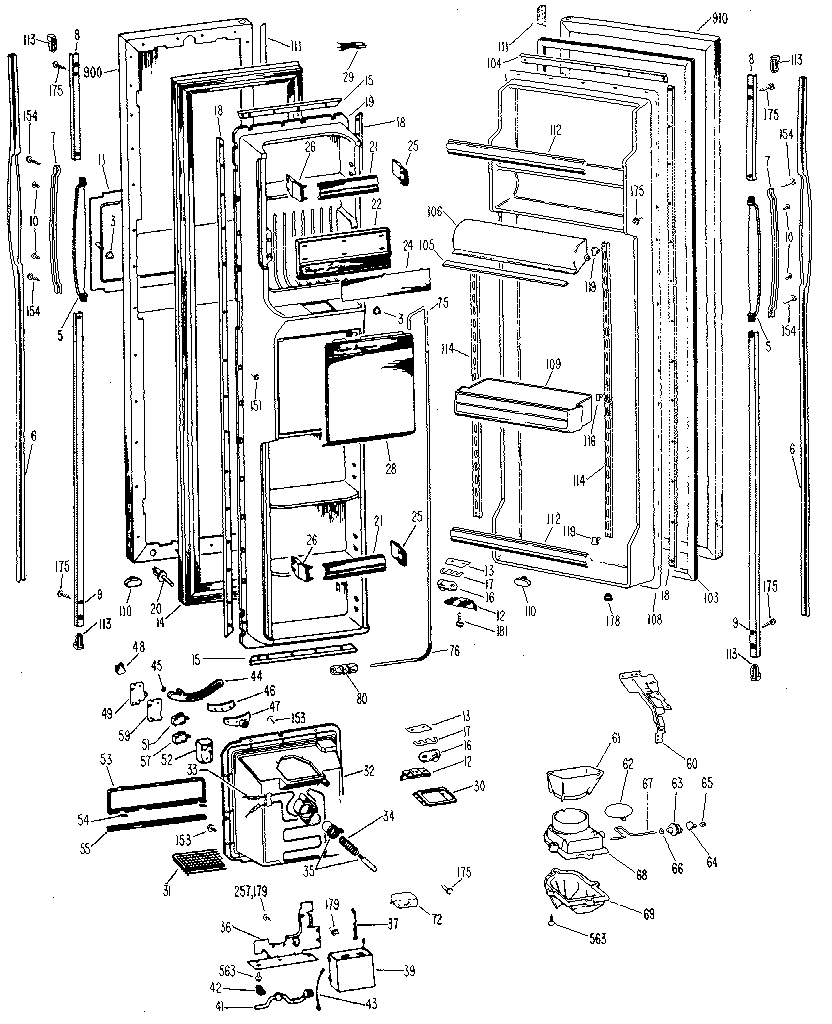 GE TFX22RLE doors diagram