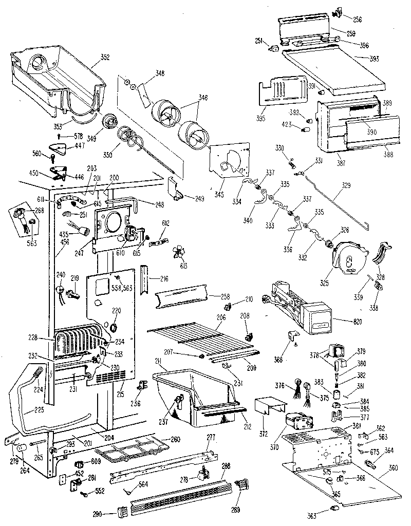 GE TFX22RLE freezer section diagram