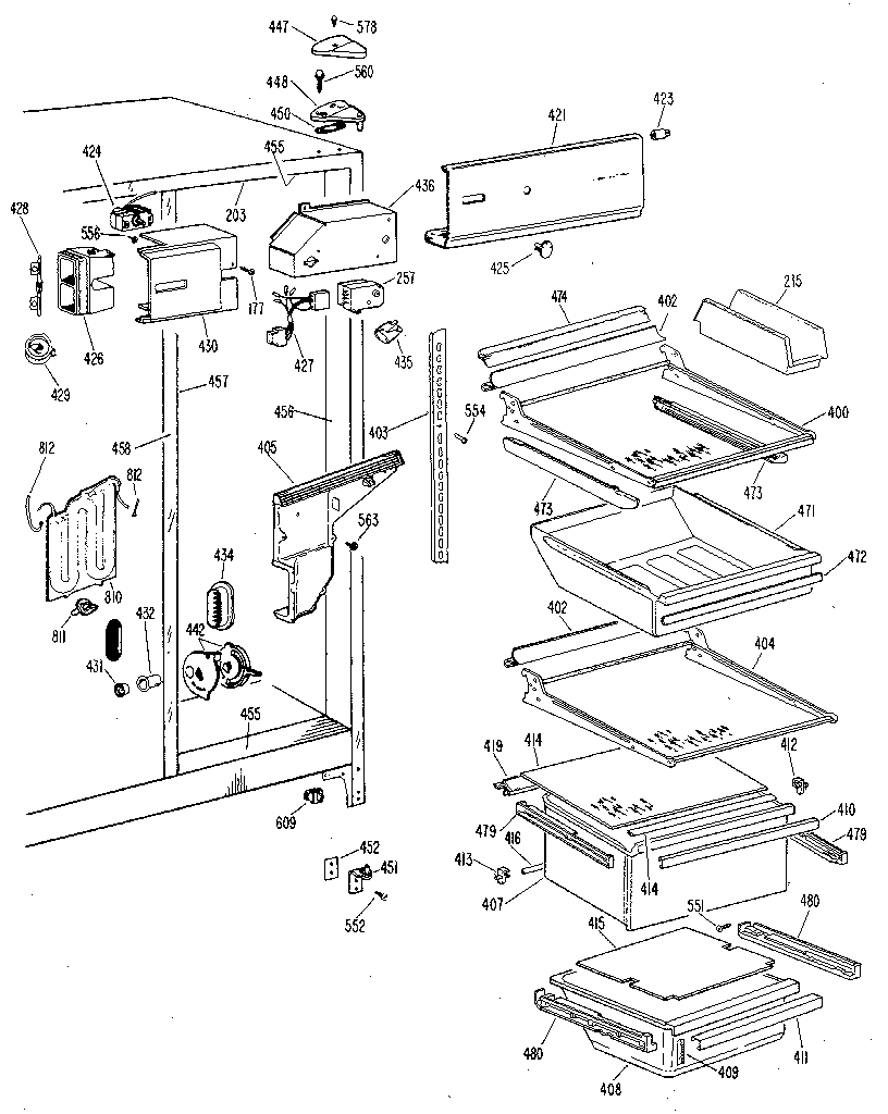 GE TFX22RLE fresh food section diagram