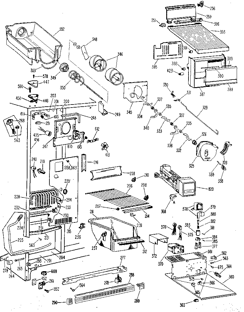 GE TFX20RLD freezer section diagram