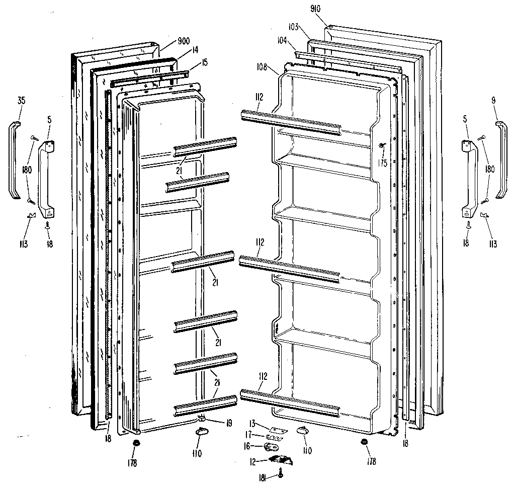 GE TFX19LLG doors diagram