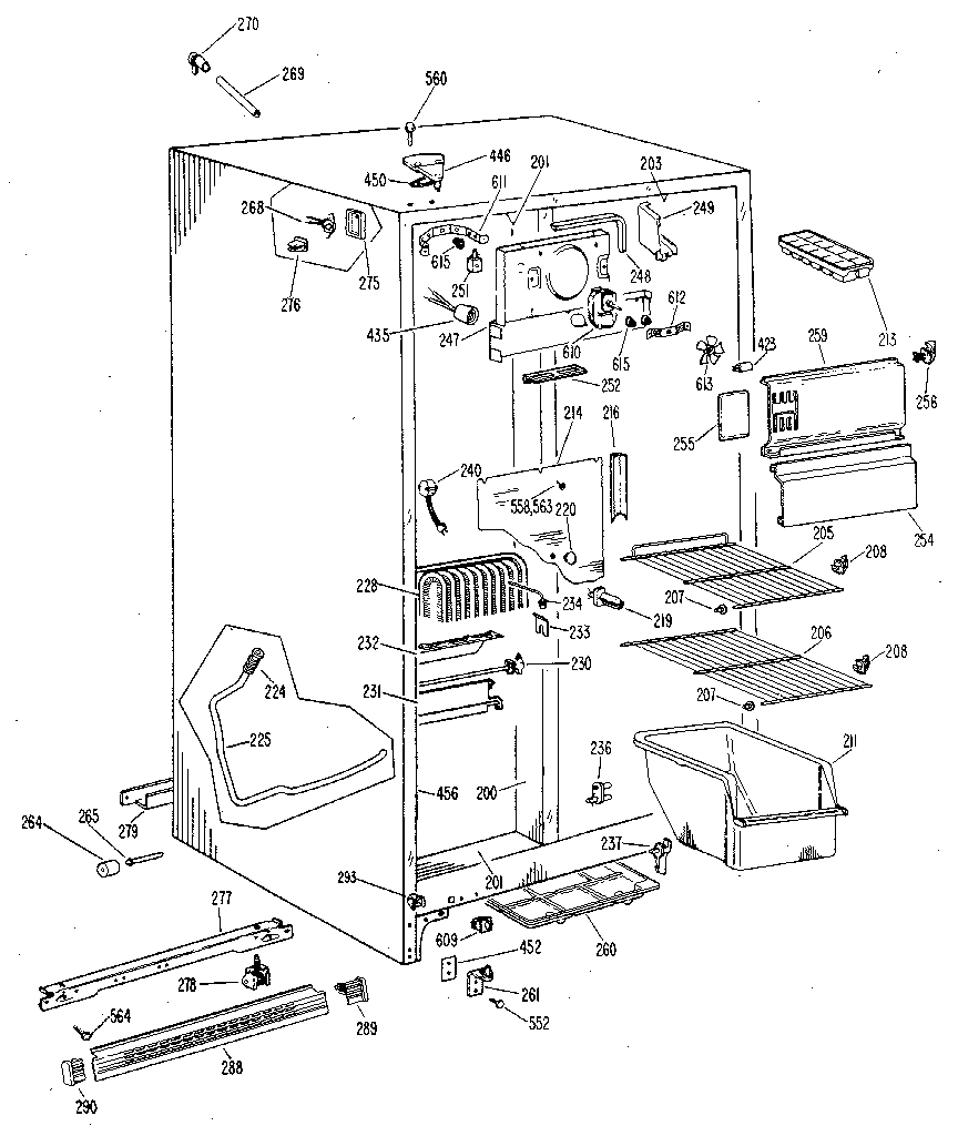 GE TFX19LLG freezer section diagram