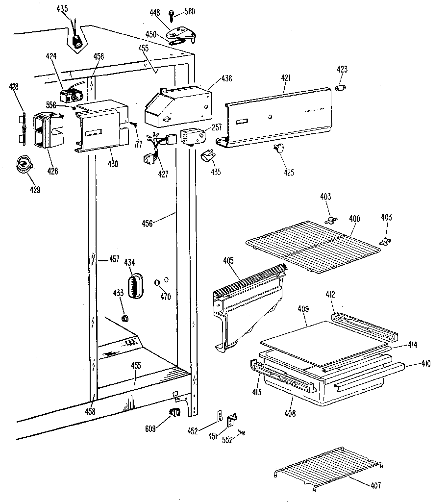 GE TFX19LLG fresh food section diagram