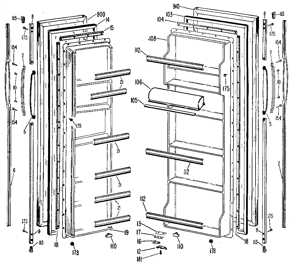 GE TFX20KLB doors diagram