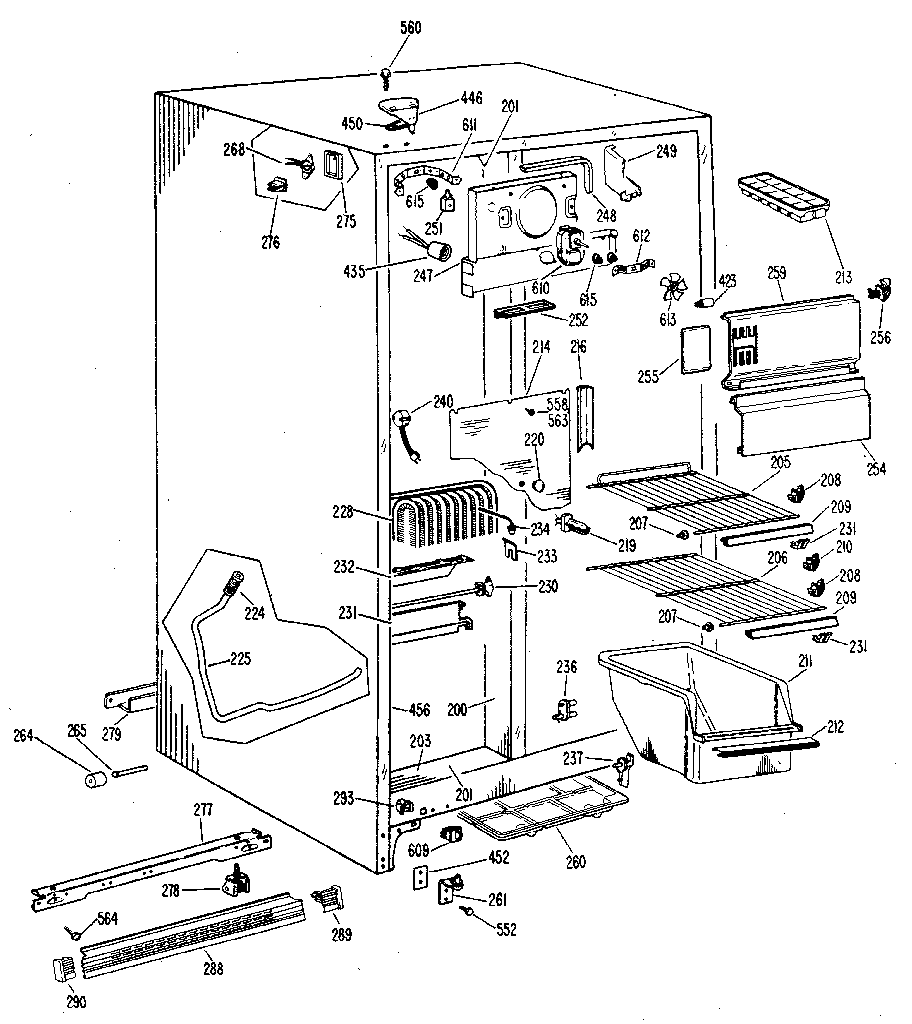 GE TFX20KLB freezer section diagram