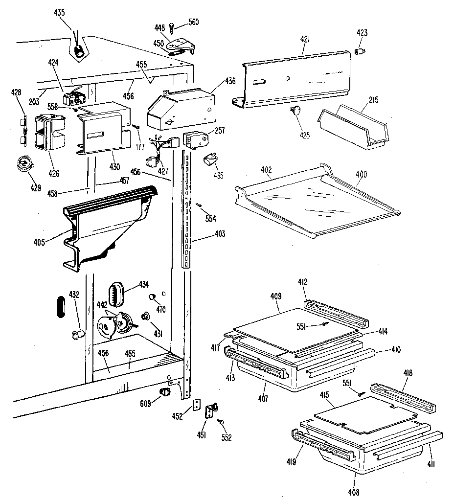 GE TFX20KLB fresh food section diagram
