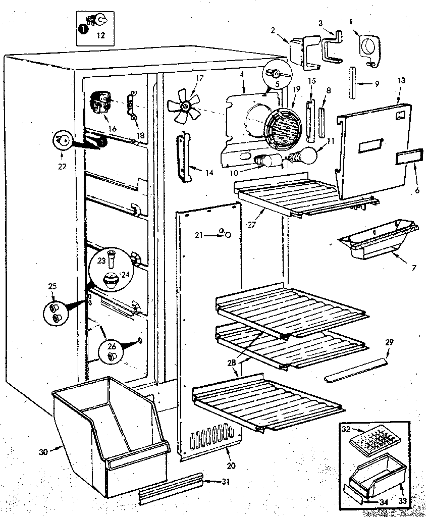 Jenn-Air JRSI202B/M8N01A refrigerator/freezer compartment diagram