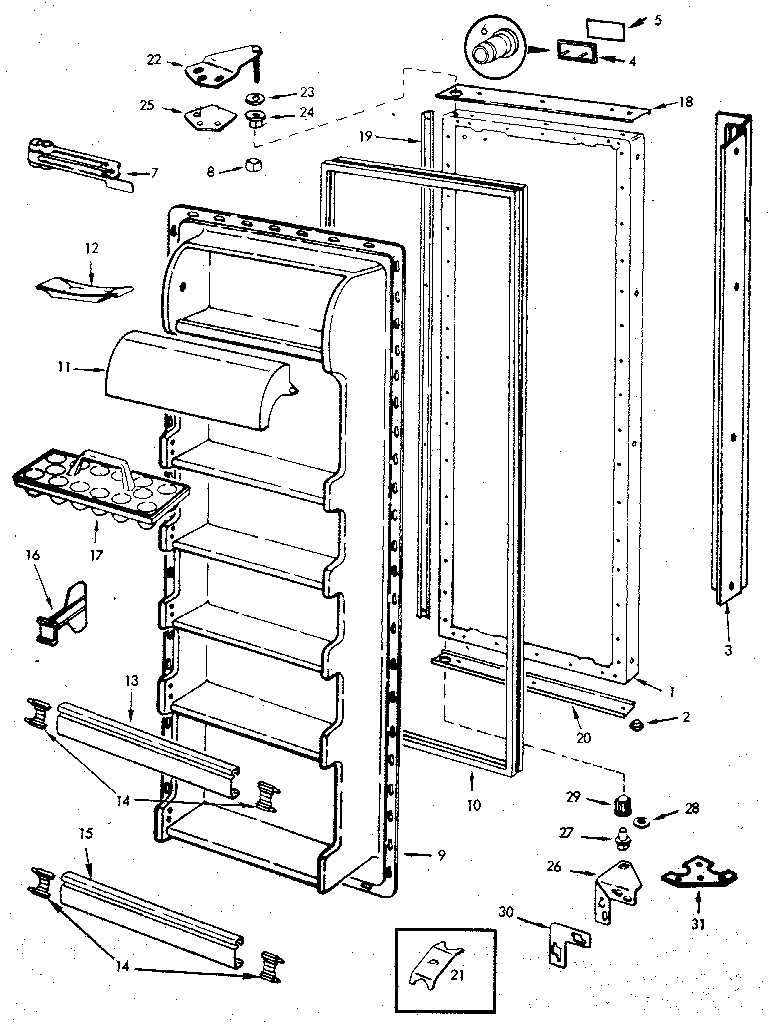 Jenn-Air JRSI202B/M8N01A refrigerator/fresh food door diagram