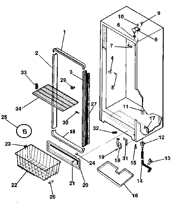 Kenmore 2538293981 cabinet diagram