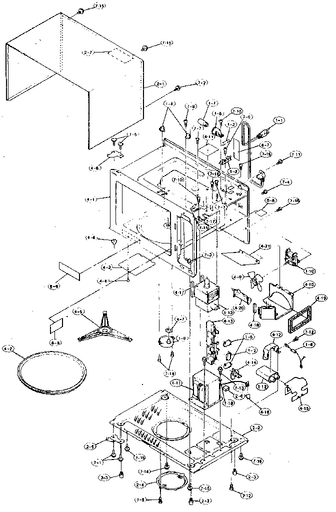 Sharp R-3A80 oven and cabinet diagram