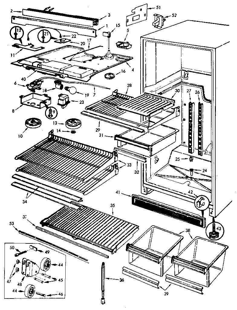 Jenn-Air JRT153B/M7C51A refrigerator/fresh food compartment diagram