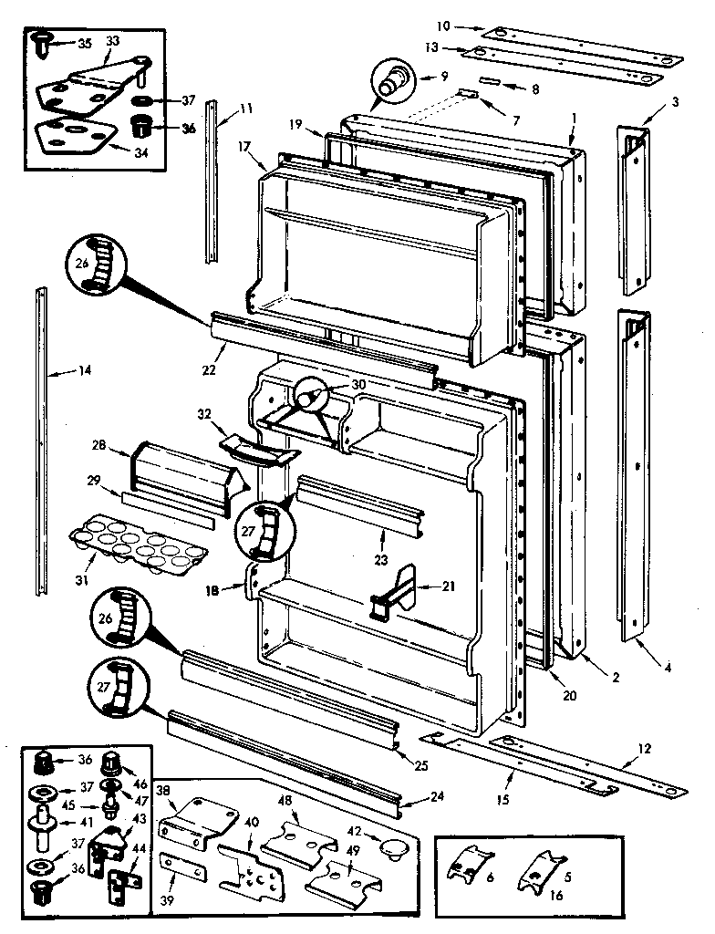 Jenn-Air JRT153B/M7C51A refrigerator/doors diagram