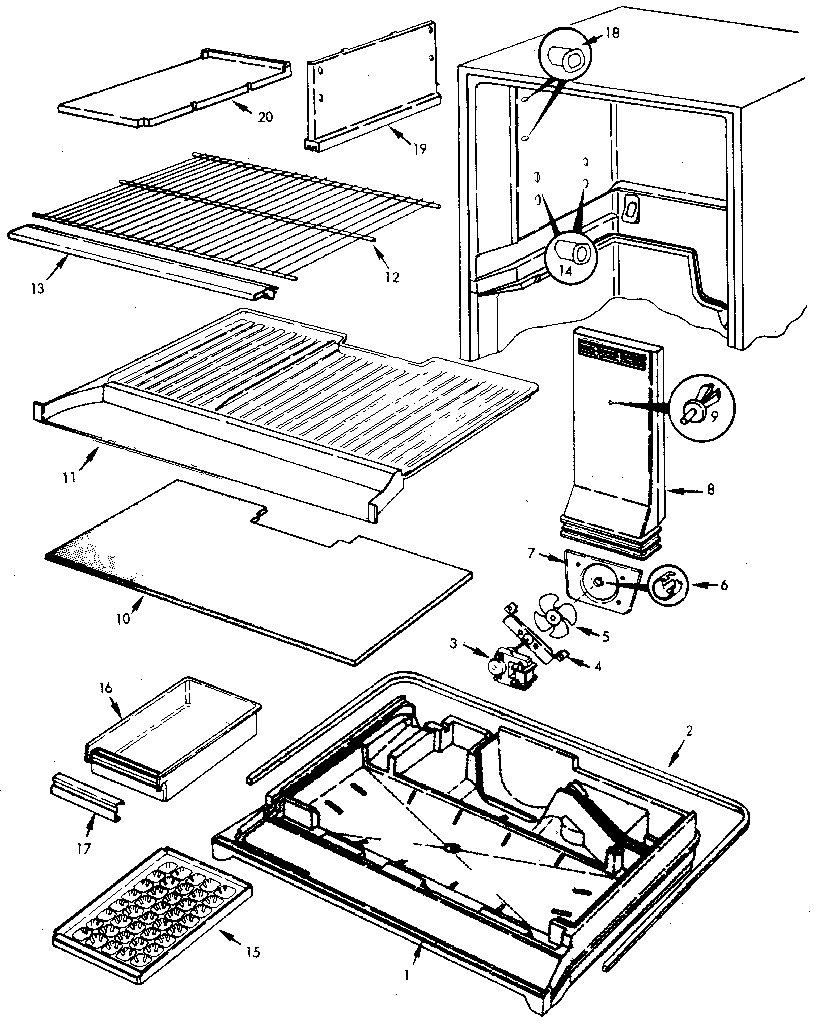 Jenn-Air JRT194B/M7C53B refrigerator/freezer compartment diagram