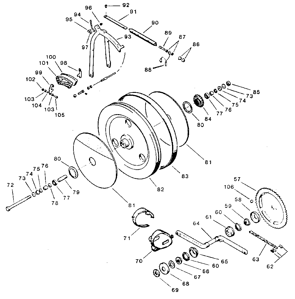 Tunturi E404 flywheel assembly diagram
