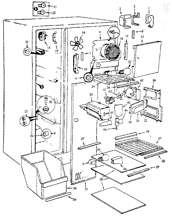 Jenn-Air JRSDX244B-M8N05A freezer compartment diagram