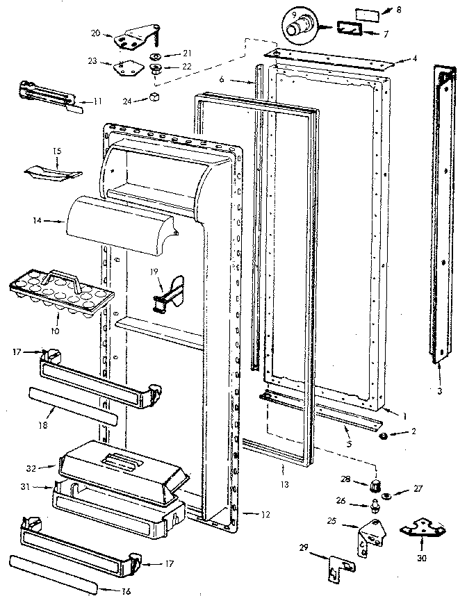 Jenn-Air JRSDX244B-M8N05A fresh food door diagram