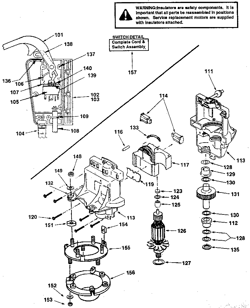 Craftsman 247370801 motor & switch assembly diagram