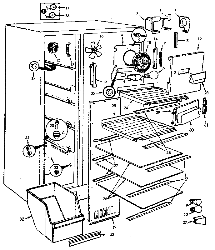 Jenn-Air JRSD224B/M8N61A freezer compartment diagram
