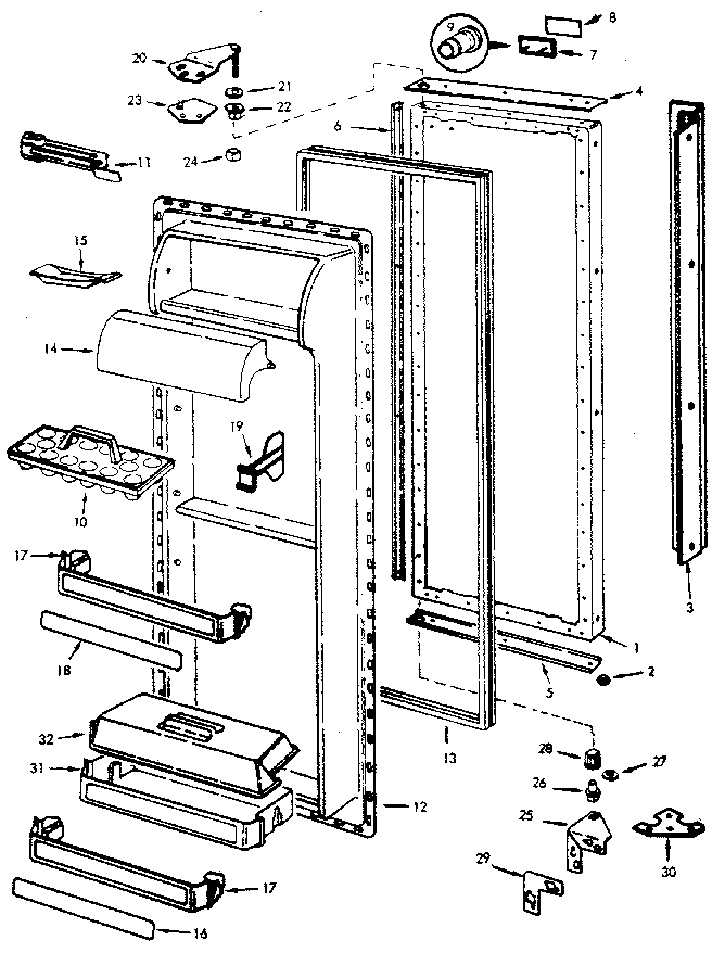 Jenn-Air JRSD224B/M8N61A fresh food door diagram
