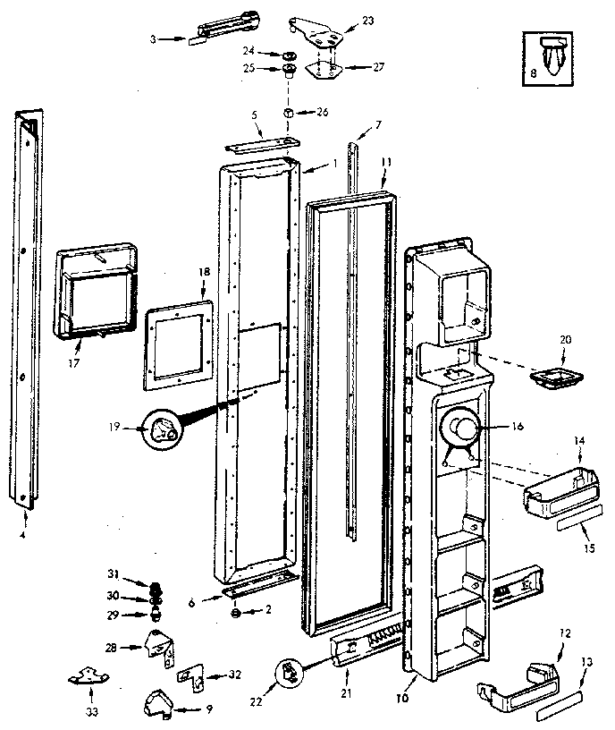 Jenn-Air JRSD224B/M8N61A freezer door diagram