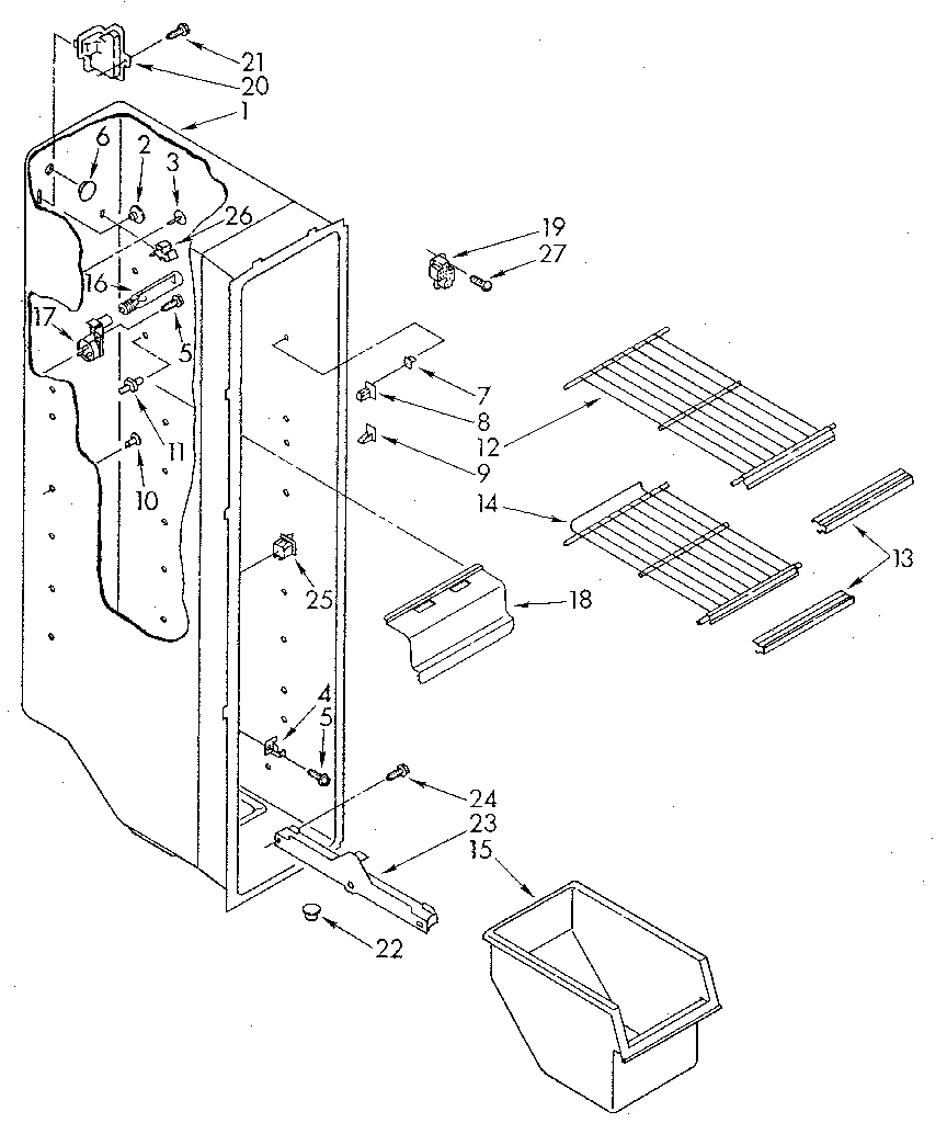 Whirlpool ED20PKXSF02 freezer liner diagram