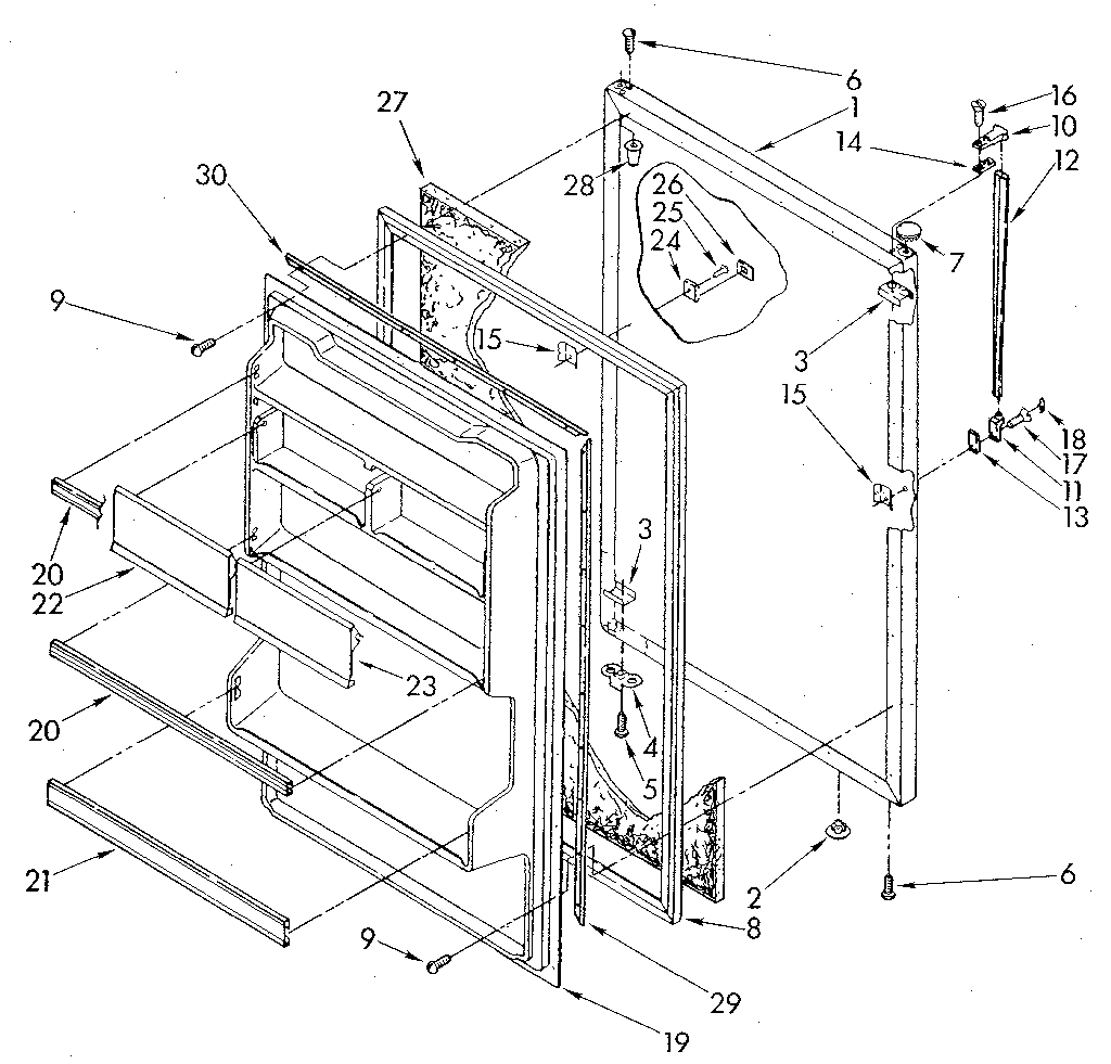 Whirlpool ET18GKXSW07 refrigerator door diagram